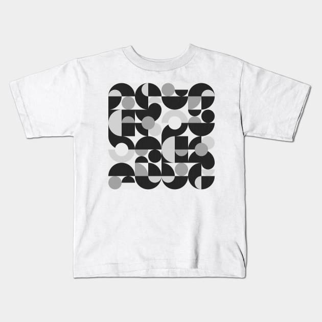 Mid Century Shapes N.09 / Monochrome Minimalism Kids T-Shirt by matise